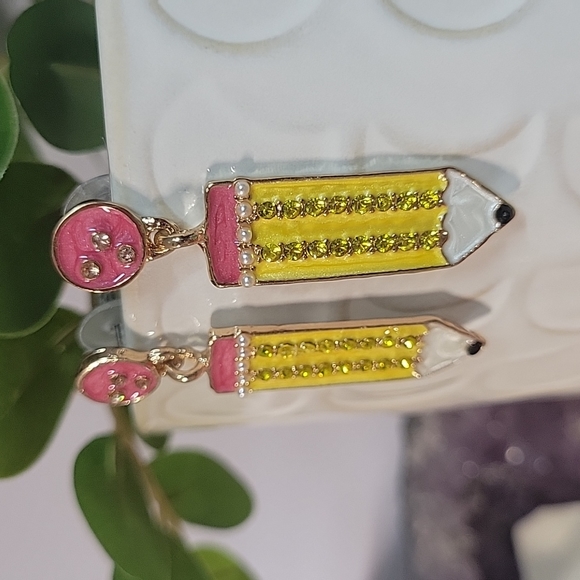 🔥LAST PAIR🔥 Embellished Pencil Drop Earrings - Picture 3 of 5